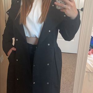 black H&M trench coat super flattering. never worn.
